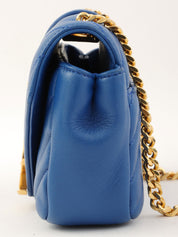 Logo Plate Chain Shoulder Bag Blue