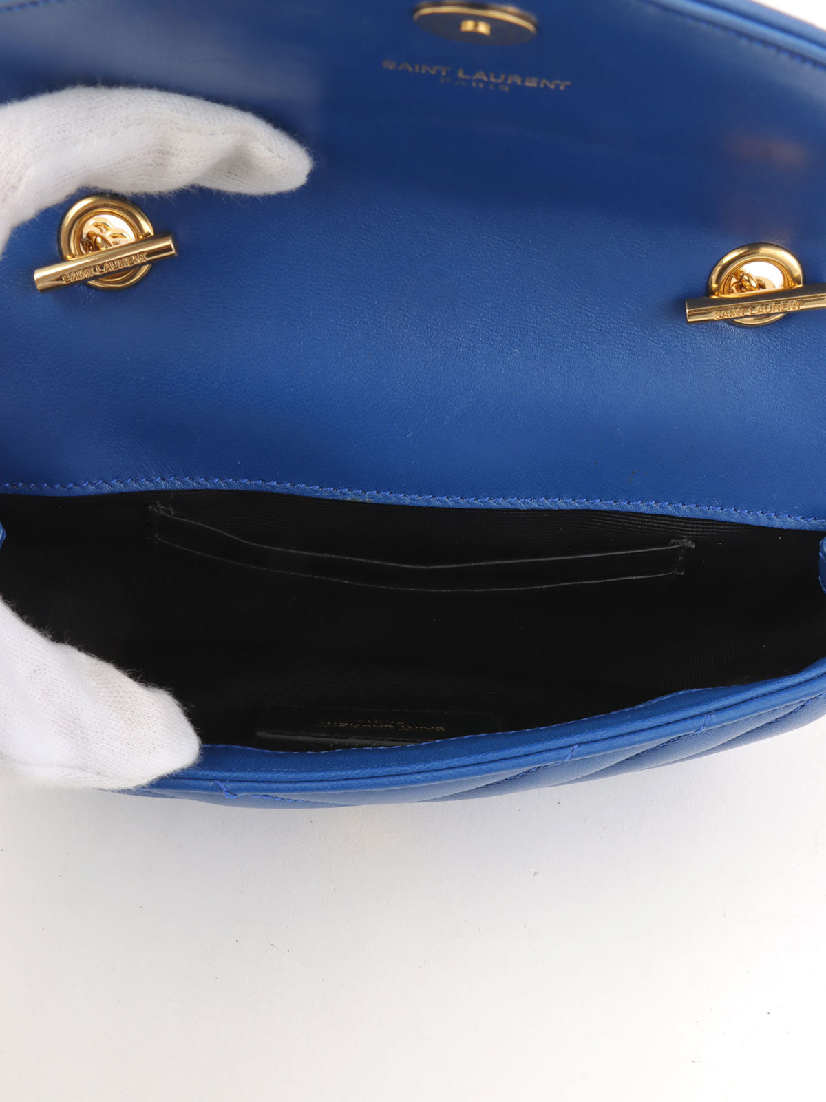 蓝色Logo铭牌链条单肩包