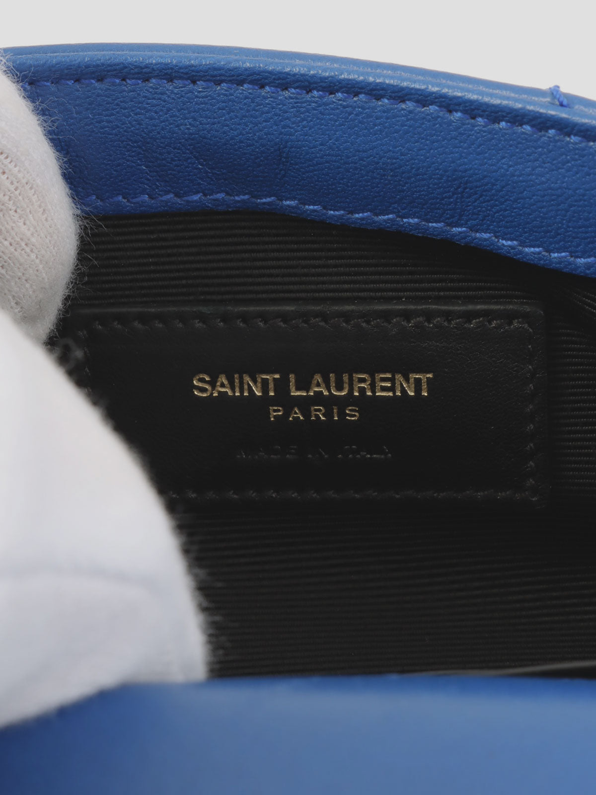 Logo Plate Chain Shoulder Bag Blue