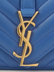 Logo Plate Chain Shoulder Bag Blue