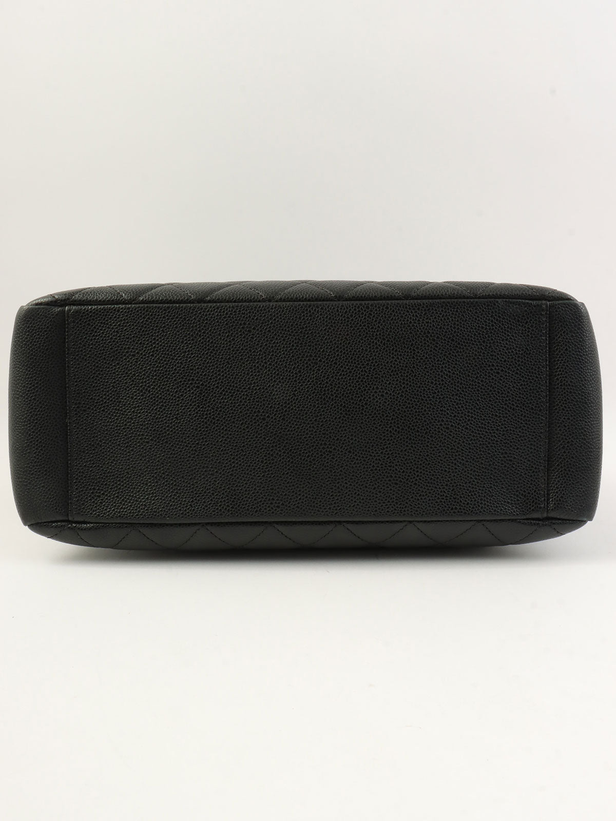 2015 Caviar Skin CC 标志缝线链条手提包 黑色