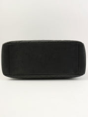 2015 Caviar Skin CC 标志缝线链条手提包 黑色