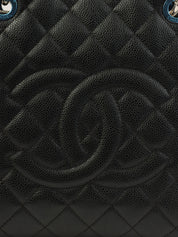 2015 Caviar Skin CC 标志缝线链条手提包 黑色