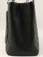 2015 Caviar Skin CC 标志缝线链条手提包 黑色