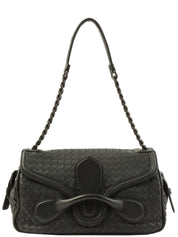 炭灰色编织肩包