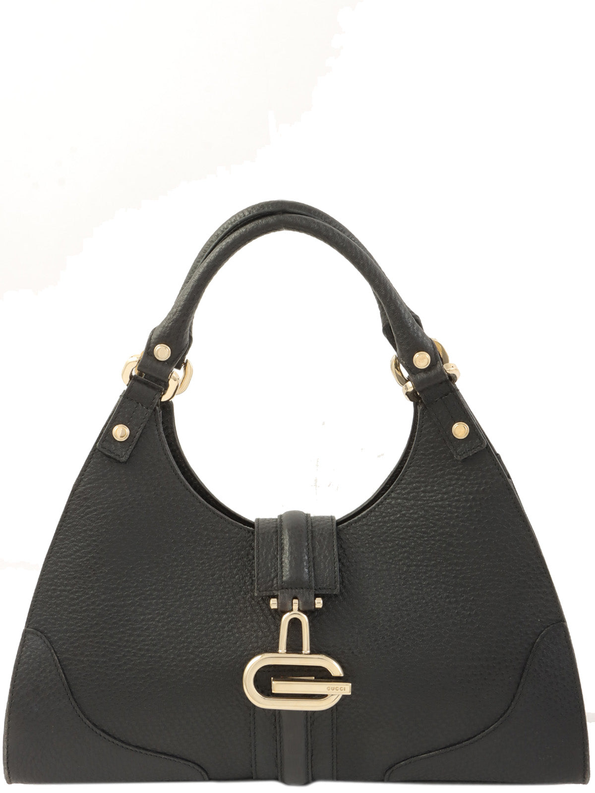 G Logo Plate Handbag Black