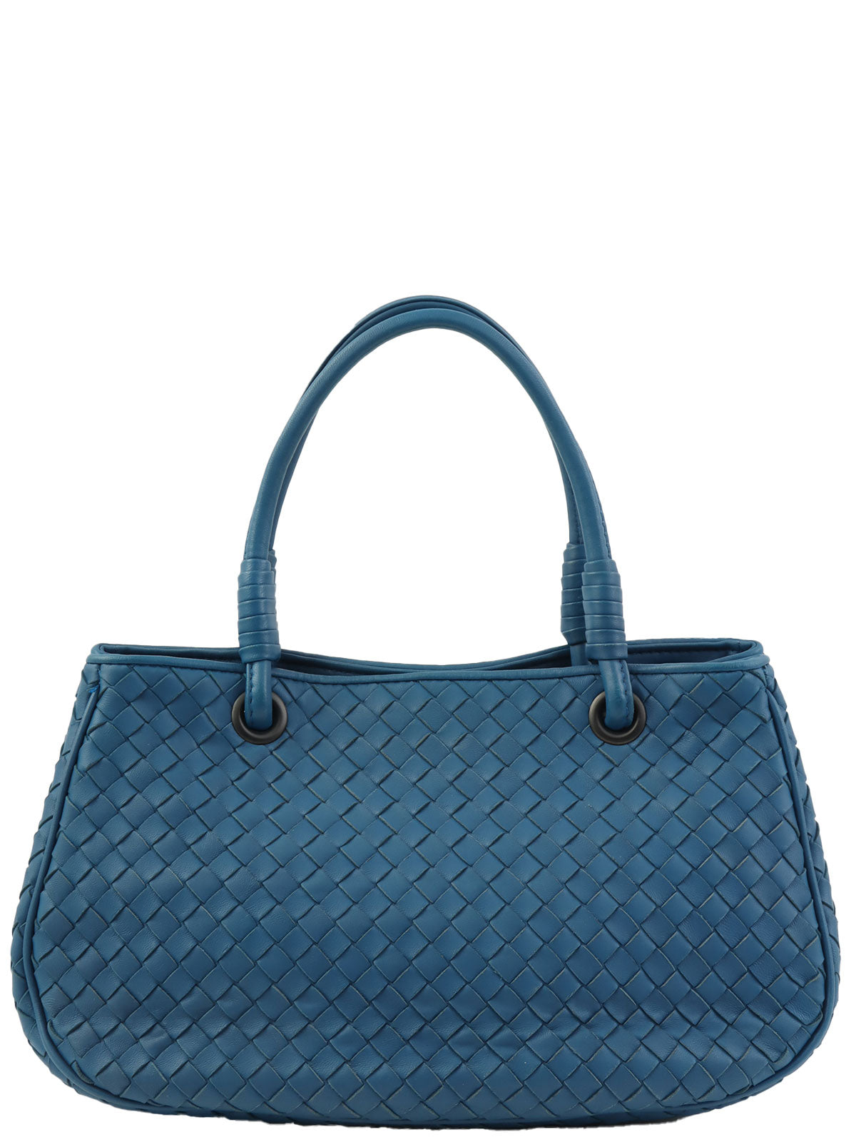 蓝色编织手提包