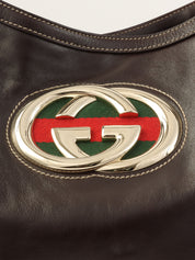 Interlocking G Plate One-Shoulder Bag Black