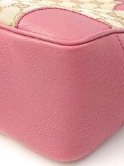 キャンバスGGパターンロゴチャームハンドバッグ ベージュ/ピンク