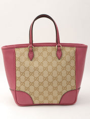 キャンバスGGパターンロゴチャームハンドバッグ ベージュ/ピンク