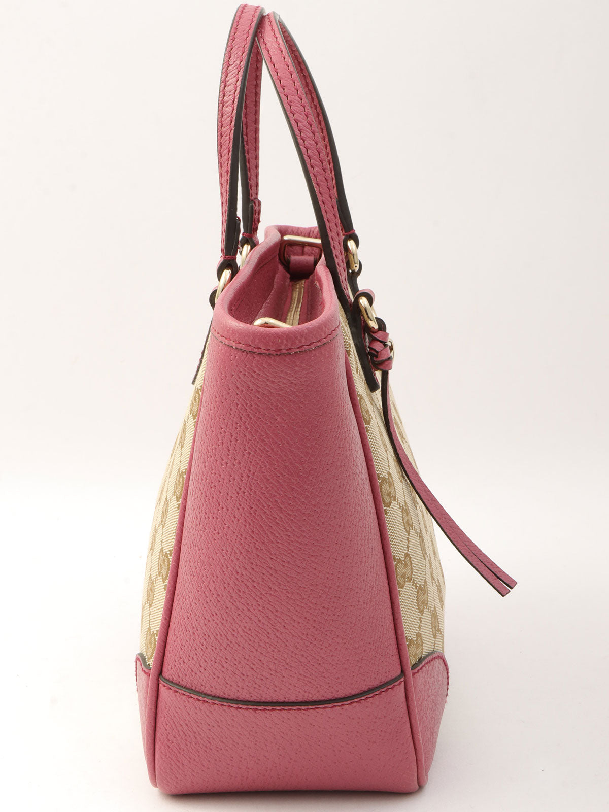 キャンバスGGパターンロゴチャームハンドバッグ ベージュ/ピンク