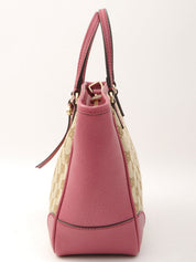 キャンバスGGパターンロゴチャームハンドバッグ ベージュ/ピンク