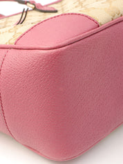 キャンバスGGパターンロゴチャームハンドバッグ ベージュ/ピンク