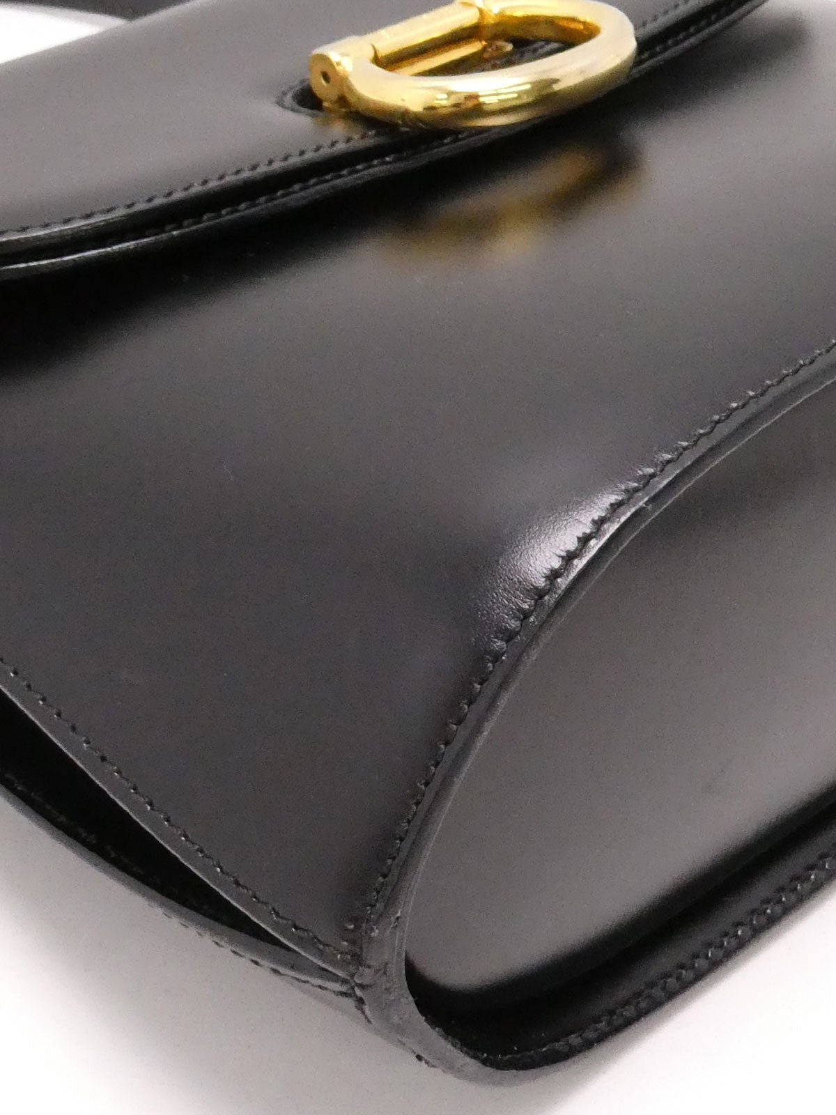 ロゴプレートダブルフラップハンドバッグ ブラック