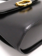 ロゴプレートダブルフラップハンドバッグ ブラック