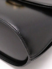 ロゴプレートダブルフラップハンドバッグ ブラック