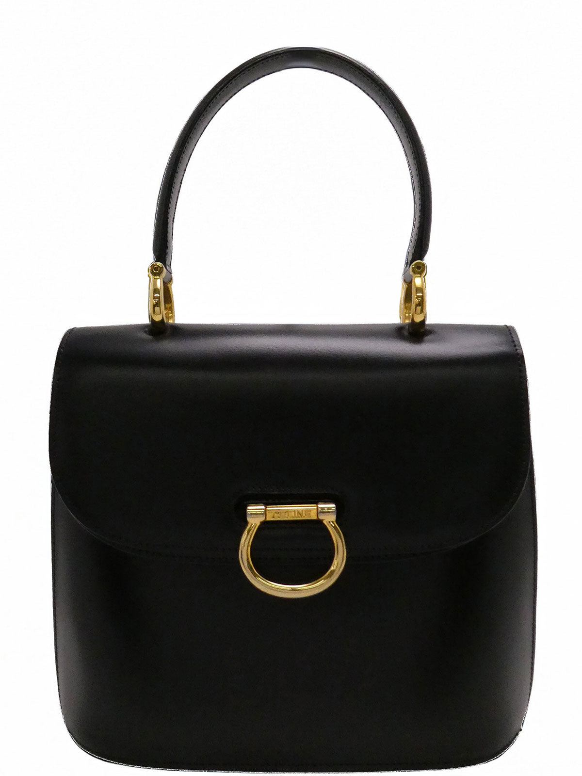 ロゴプレートダブルフラップハンドバッグ ブラック