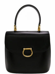 ロゴプレートダブルフラップハンドバッグ ブラック