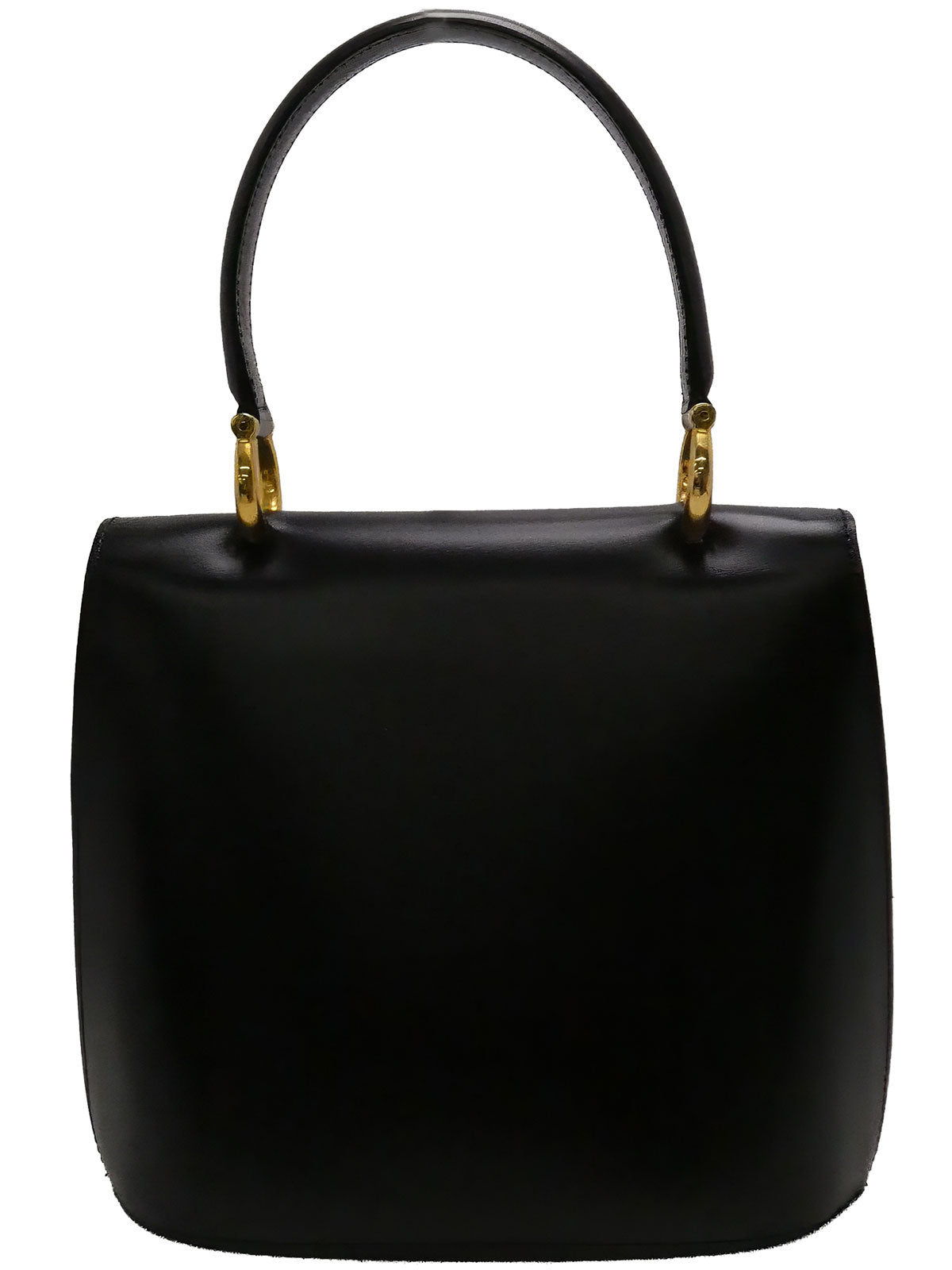 ロゴプレートダブルフラップハンドバッグ ブラック