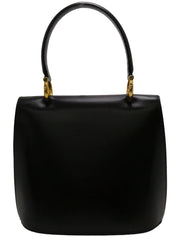 ロゴプレートダブルフラップハンドバッグ ブラック