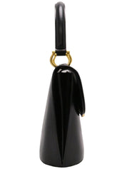 ロゴプレートダブルフラップハンドバッグ ブラック