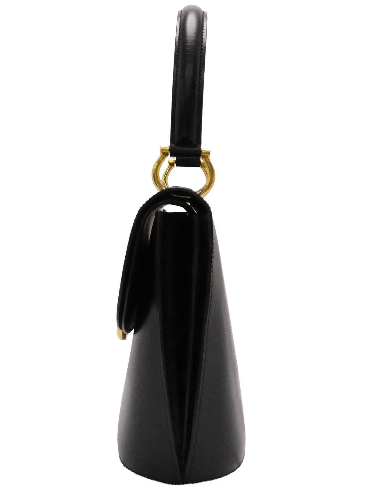 ロゴプレートダブルフラップハンドバッグ ブラック