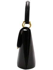 ロゴプレートダブルフラップハンドバッグ ブラック