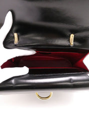 ロゴプレートダブルフラップハンドバッグ ブラック