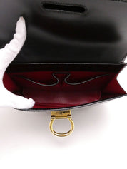 ロゴプレートダブルフラップハンドバッグ ブラック