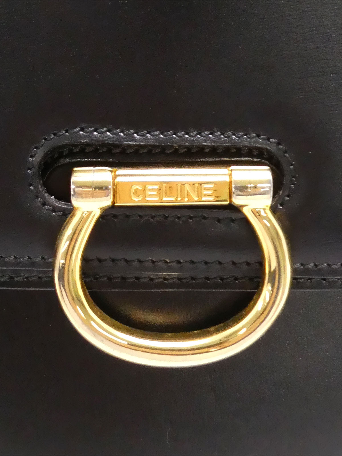 ロゴプレートダブルフラップハンドバッグ ブラック