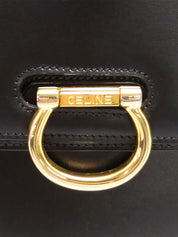 ロゴプレートダブルフラップハンドバッグ ブラック