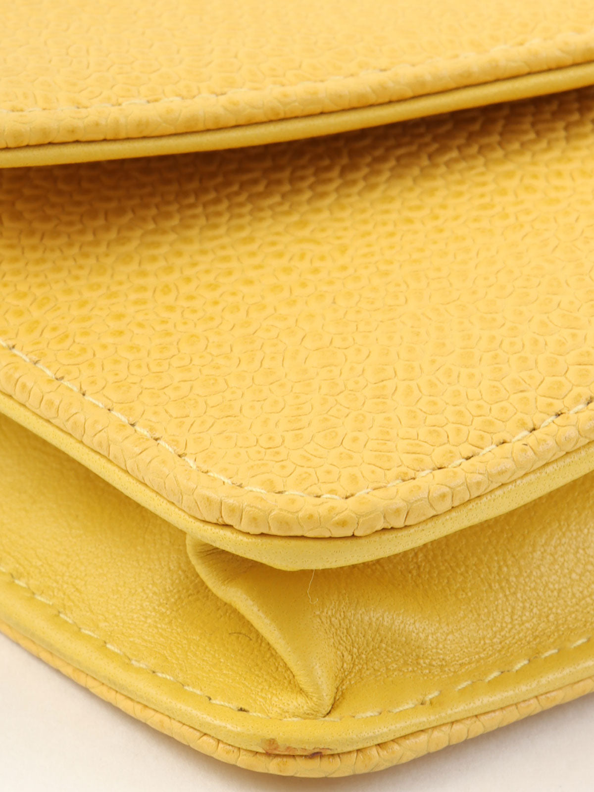 1998 Caviar Skin CC Mark Stitch Chain Wallet, Yellow