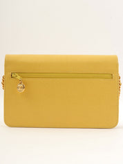 1998 Caviar Skin CC Mark Stitch Chain Wallet, Yellow