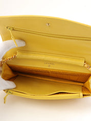 1998 Caviar Skin CC Mark Stitch Chain Wallet, Yellow