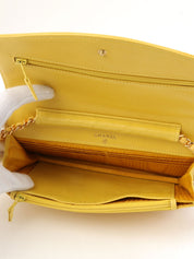 1998 Caviar Skin CC Mark Stitch Chain Wallet, Yellow