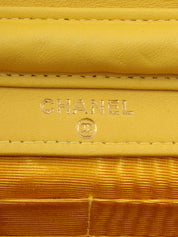 1998 Caviar Skin CC Mark Stitch Chain Wallet, Yellow
