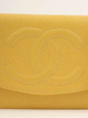 1998 Caviar Skin CC Mark Stitch Chain Wallet, Yellow