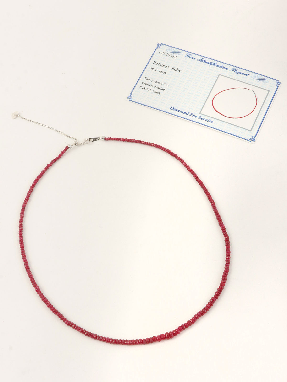 18Kルビーネックレス　ホワイトゴールド/レッド