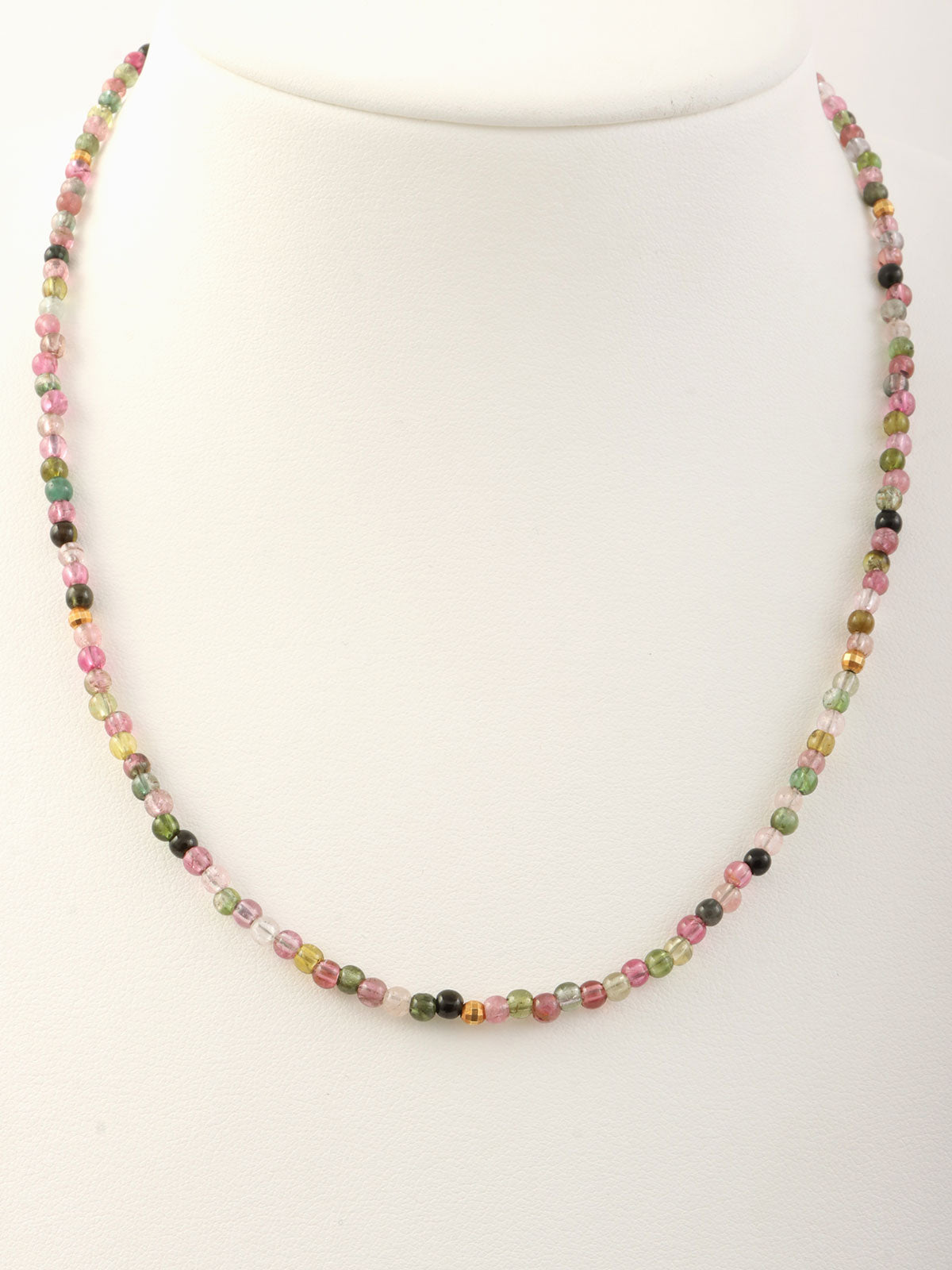 18K Tourmaline Bead Necklace, Multi