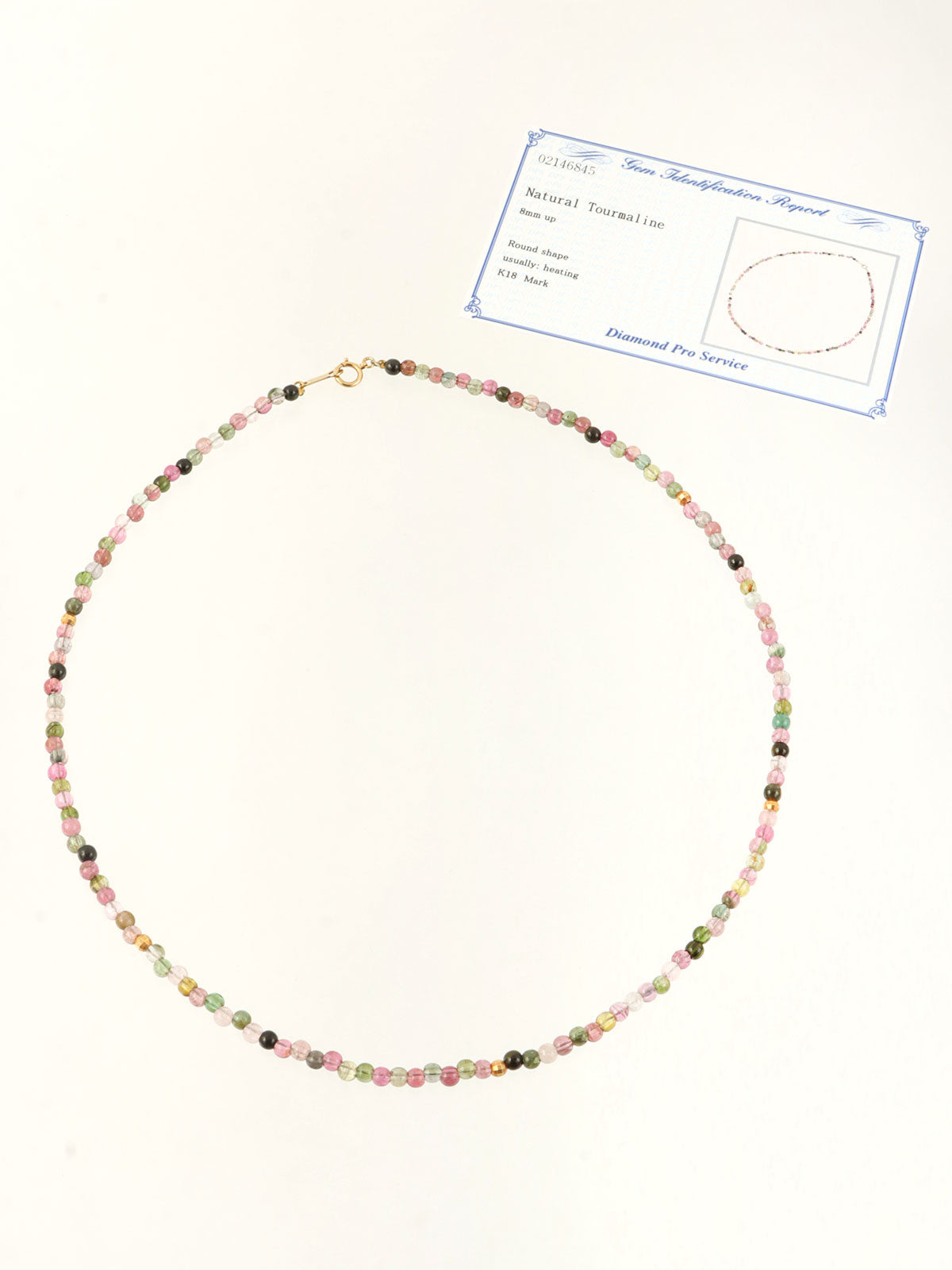 18K Tourmaline Bead Necklace, Multi