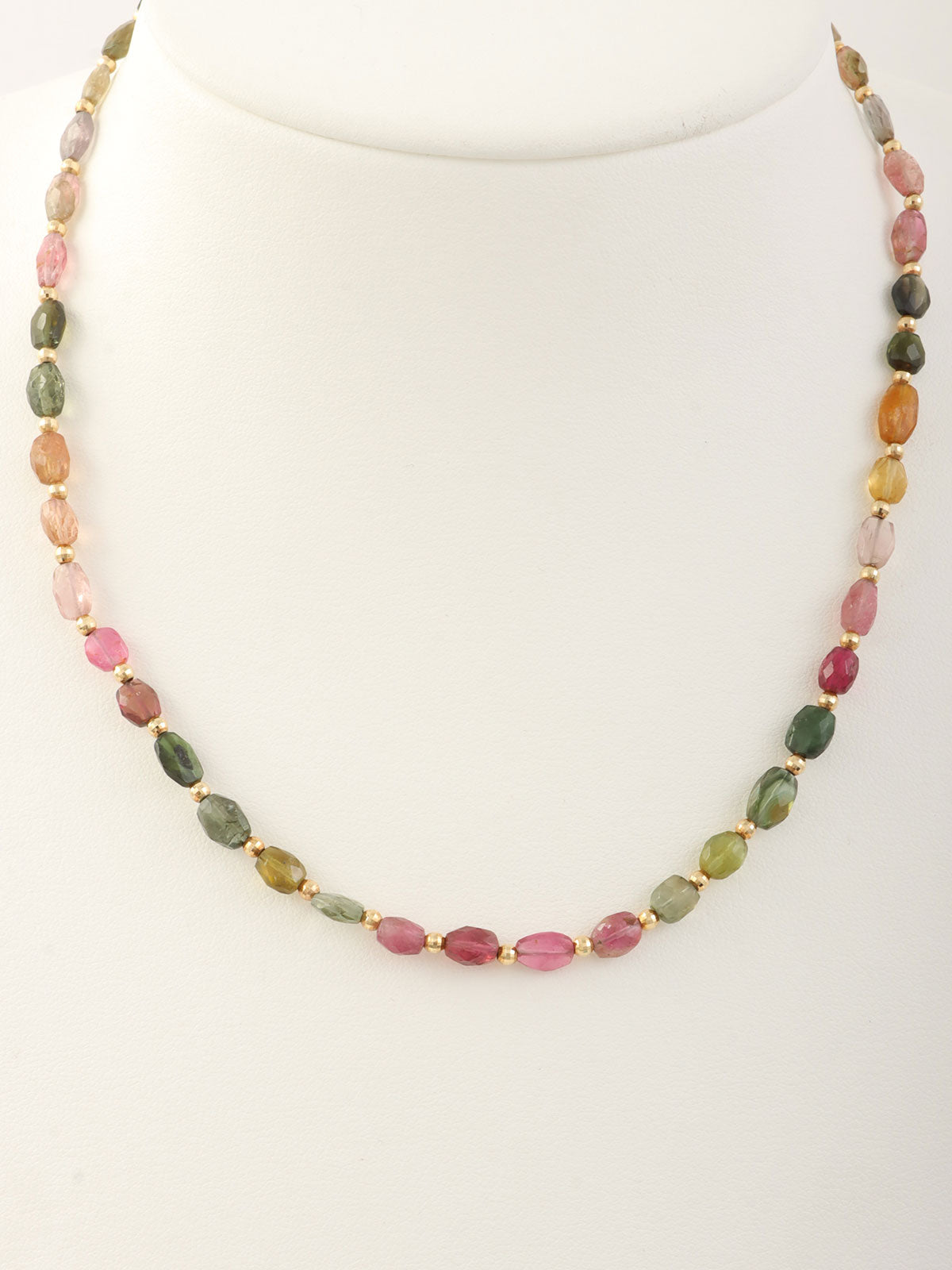 18K碧玺珠项链，多色