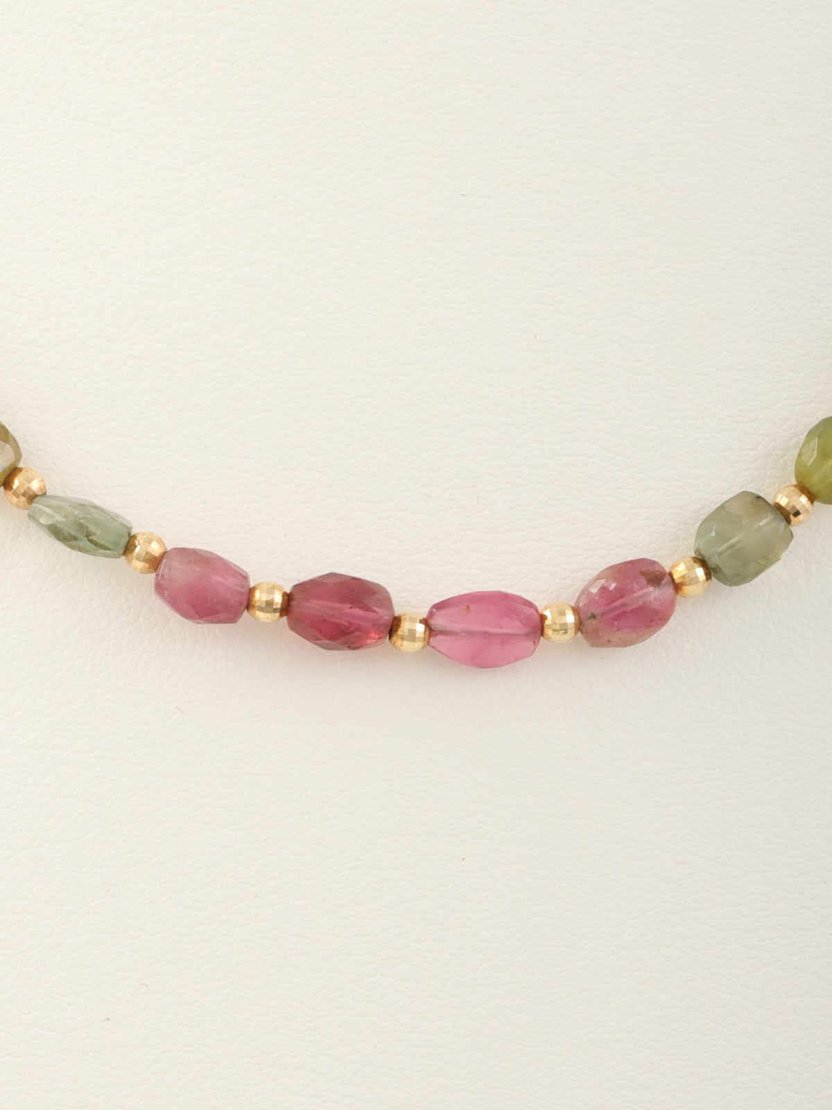 18K Tourmaline Bead Necklace, Multi