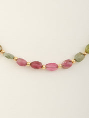 18K Tourmaline Bead Necklace, Multi
