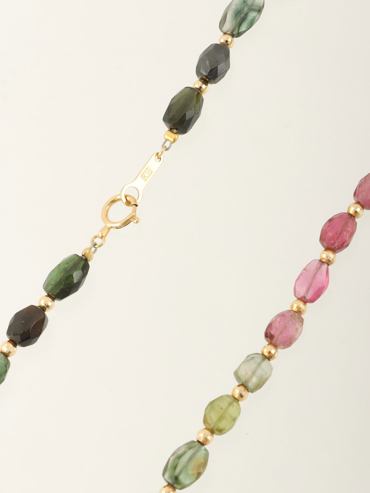 18K Tourmaline Bead Necklace, Multi