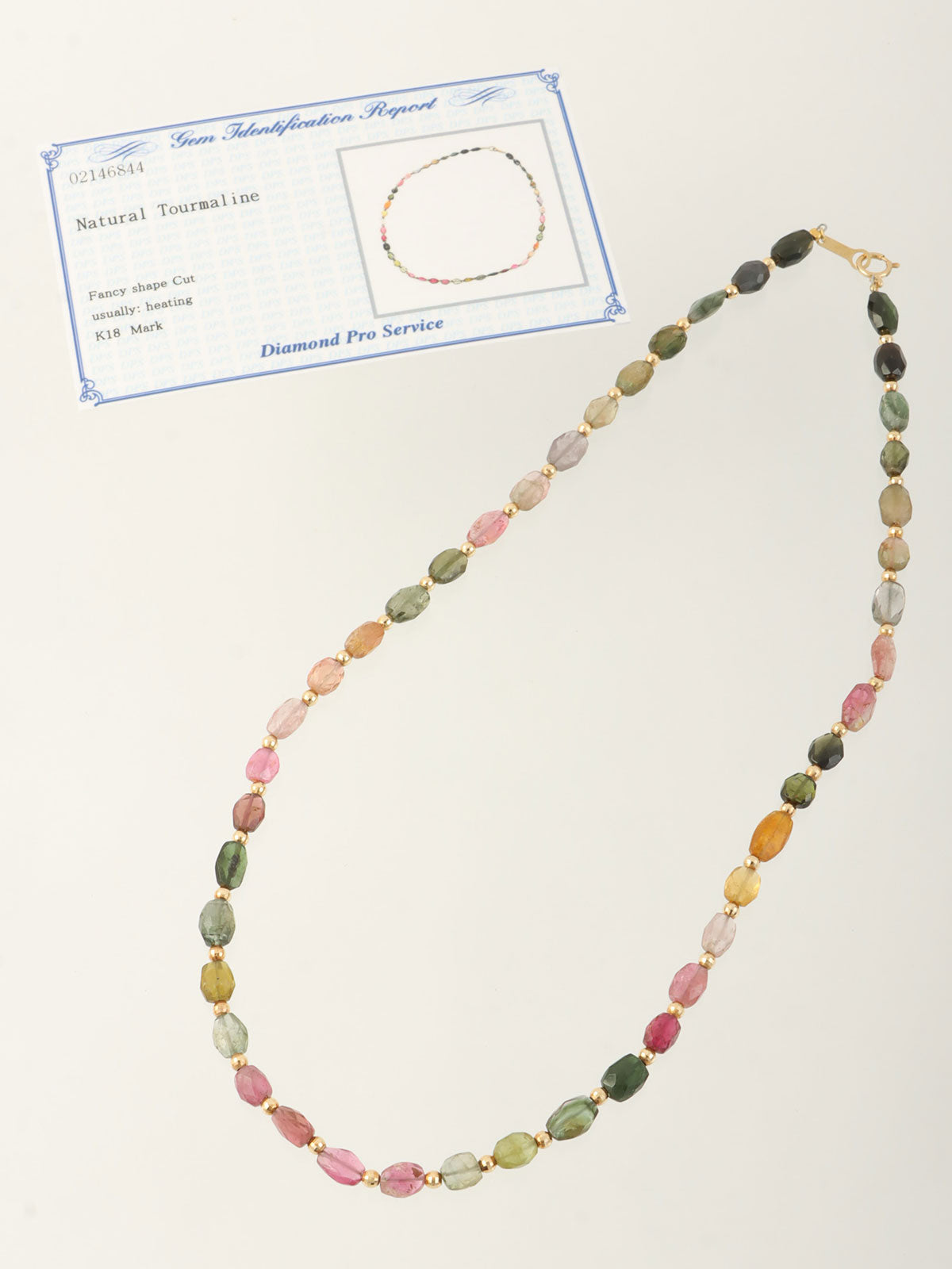 18Kトルマリンビーズネックレス マルチ
