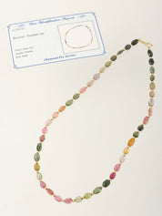 18K碧玺珠项链，多色