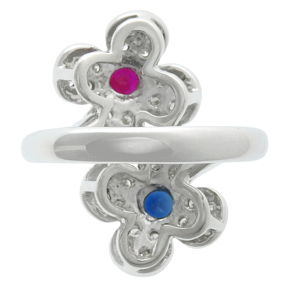 18K Diamond Flower Ring Silver #52