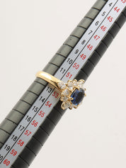 18K Sapphire Diamond Design Ring #52 Blue/Gold