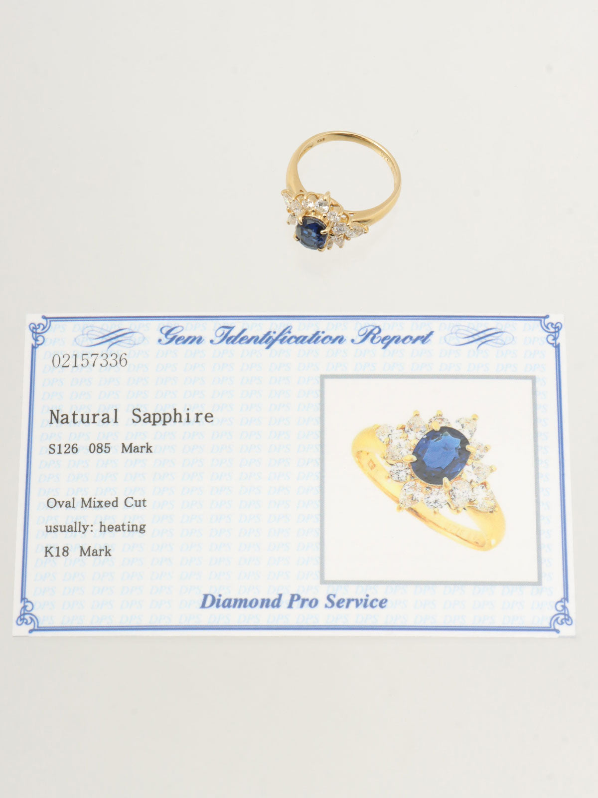 18K Sapphire Diamond Design Ring #52 Blue/Gold