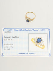 18K Sapphire Diamond Design Ring #52 Blue/Gold